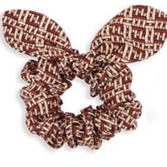 Fendi Silk Scrunchie Blush Pink & Maroon Logo Pattern And Bow New in Box… main image 10